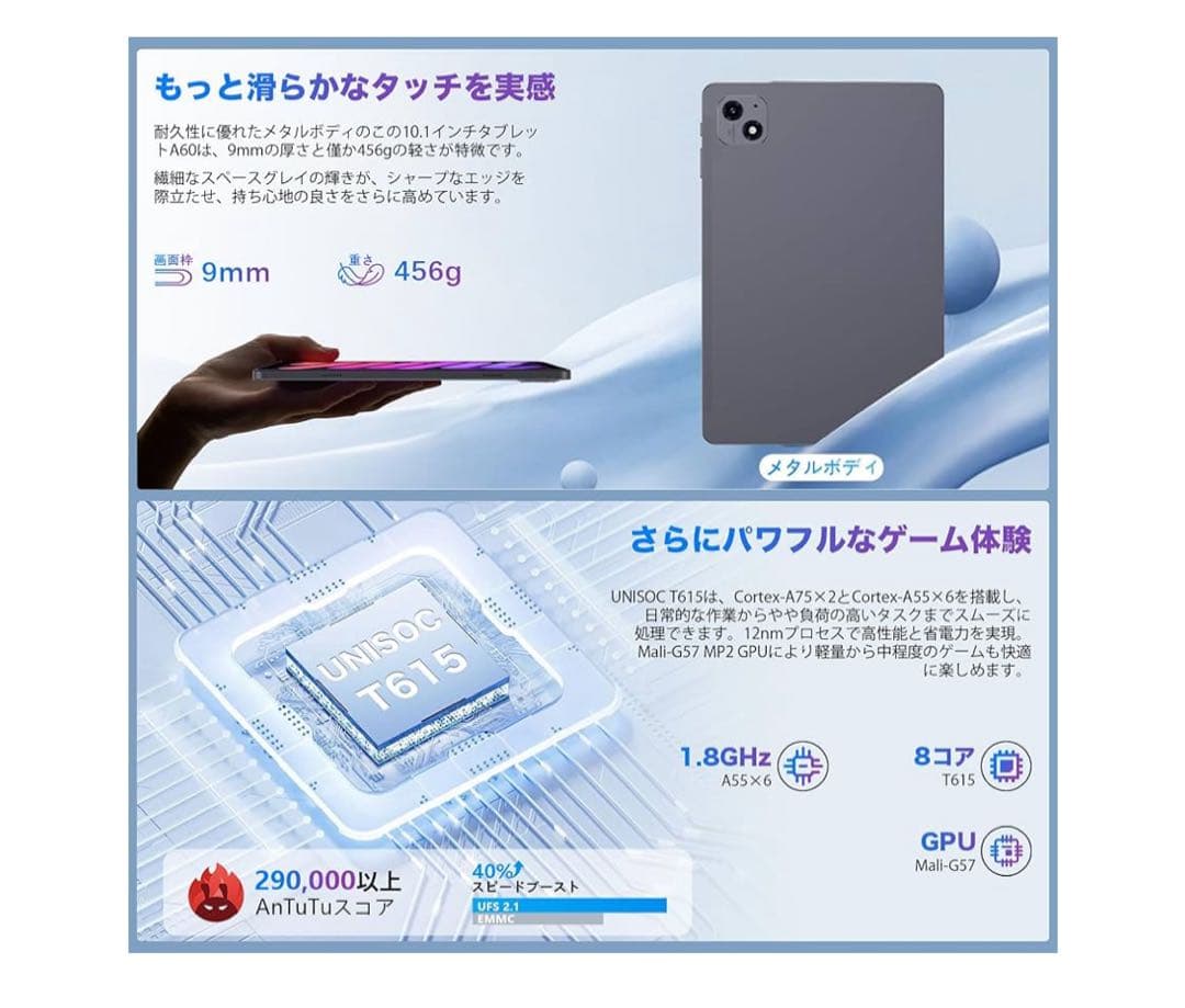 Androidタブレット A60 10.1インチ 16GB RAM 128GB