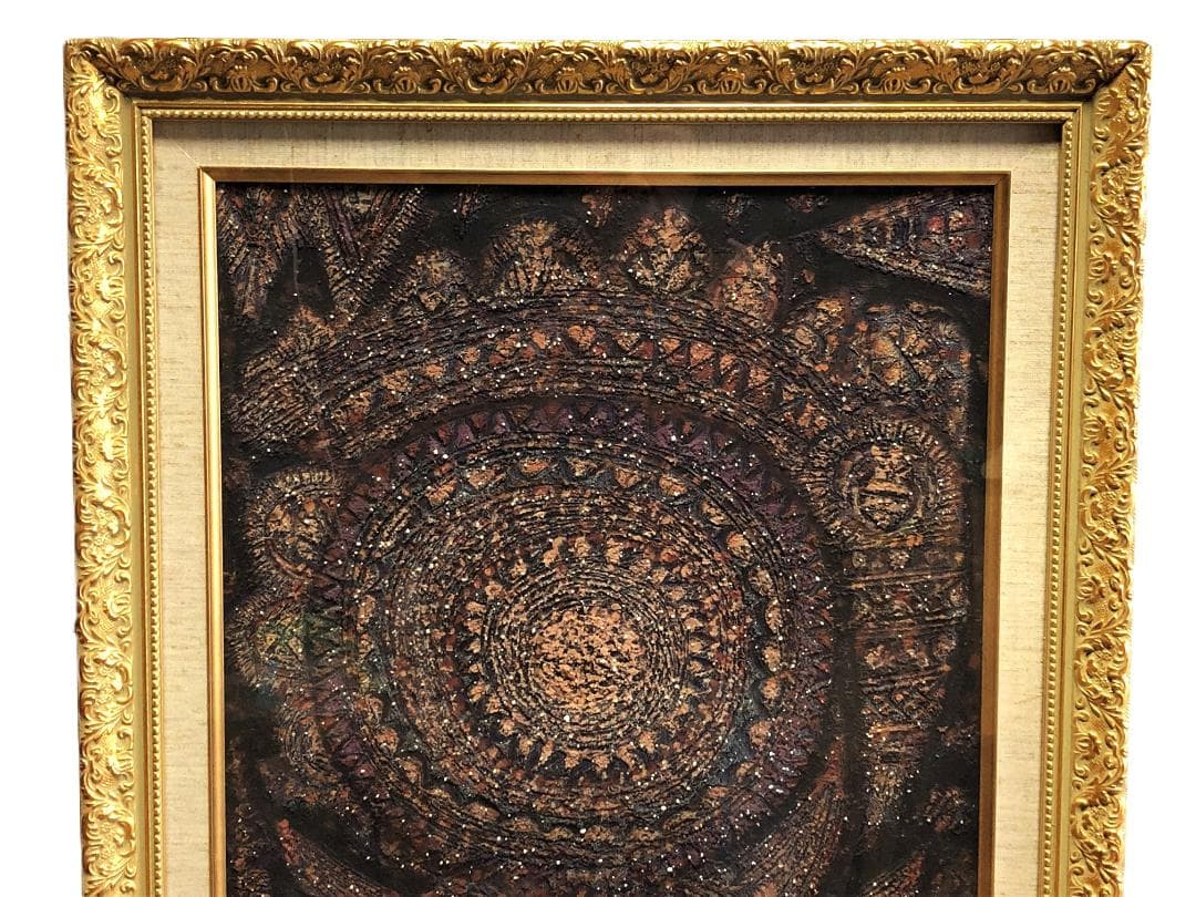 【 太陽神Dewa Iswara 】　曼荼羅　バリ仏画　額装　77×54ｃｍ