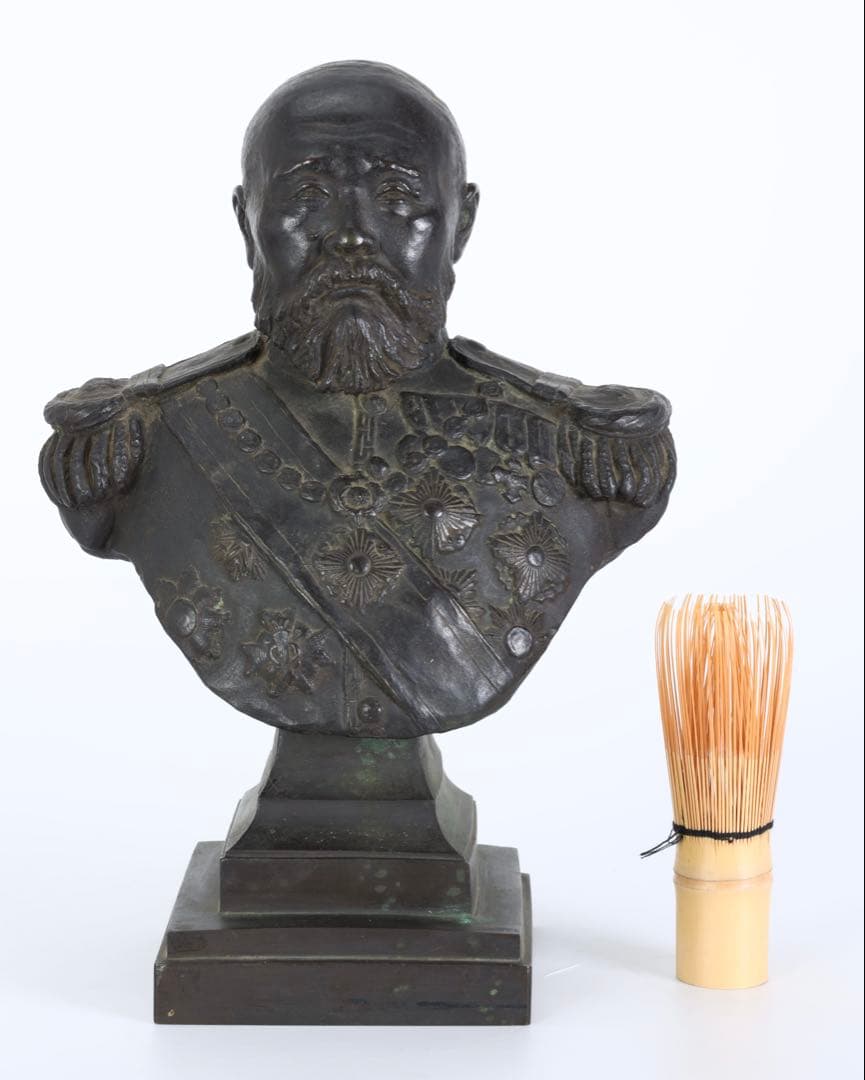 伊藤博文 銅像 胸像 鋳銅 明治偉人像 高29㎝ 白井雨山謹製 古美術 オブジェ