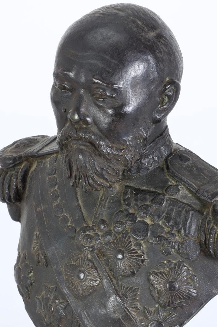 伊藤博文 銅像 胸像 鋳銅 明治偉人像 高29㎝ 白井雨山謹製 古美術 オブジェ