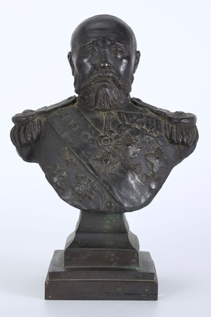 伊藤博文 銅像 胸像 鋳銅 明治偉人像 高29㎝ 白井雨山謹製 古美術 オブジェ
