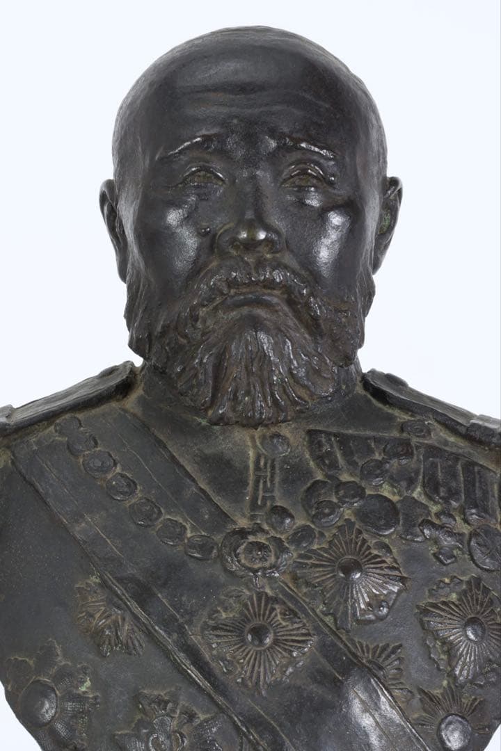 伊藤博文 銅像 胸像 鋳銅 明治偉人像 高29㎝ 白井雨山謹製 古美術 オブジェ
