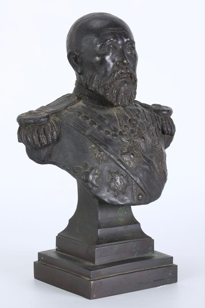 伊藤博文 銅像 胸像 鋳銅 明治偉人像 高29㎝ 白井雨山謹製 古美術 オブジェ