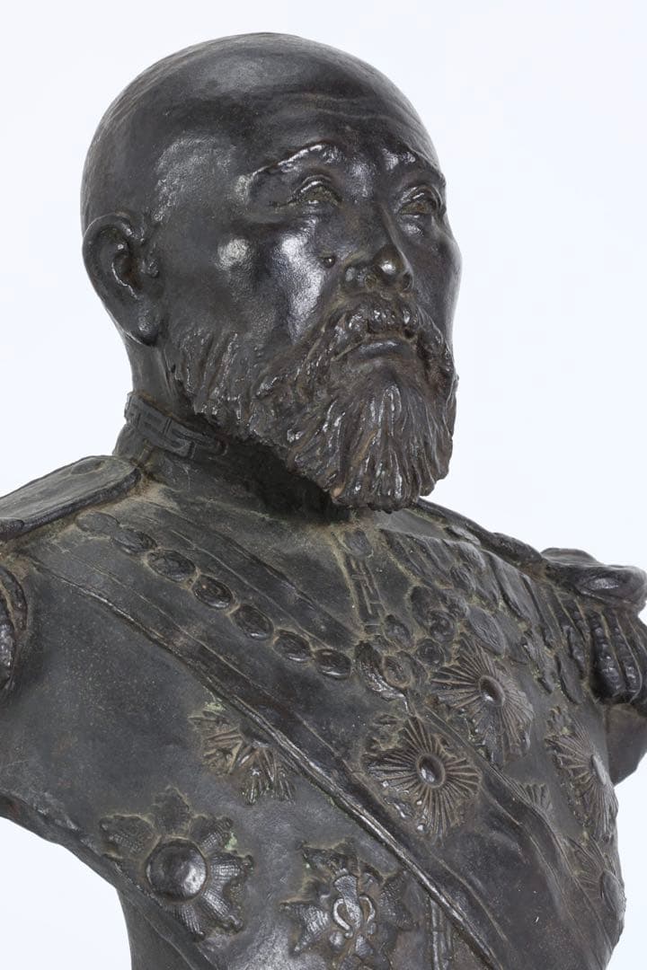 伊藤博文 銅像 胸像 鋳銅 明治偉人像 高29㎝ 白井雨山謹製 古美術 オブジェ