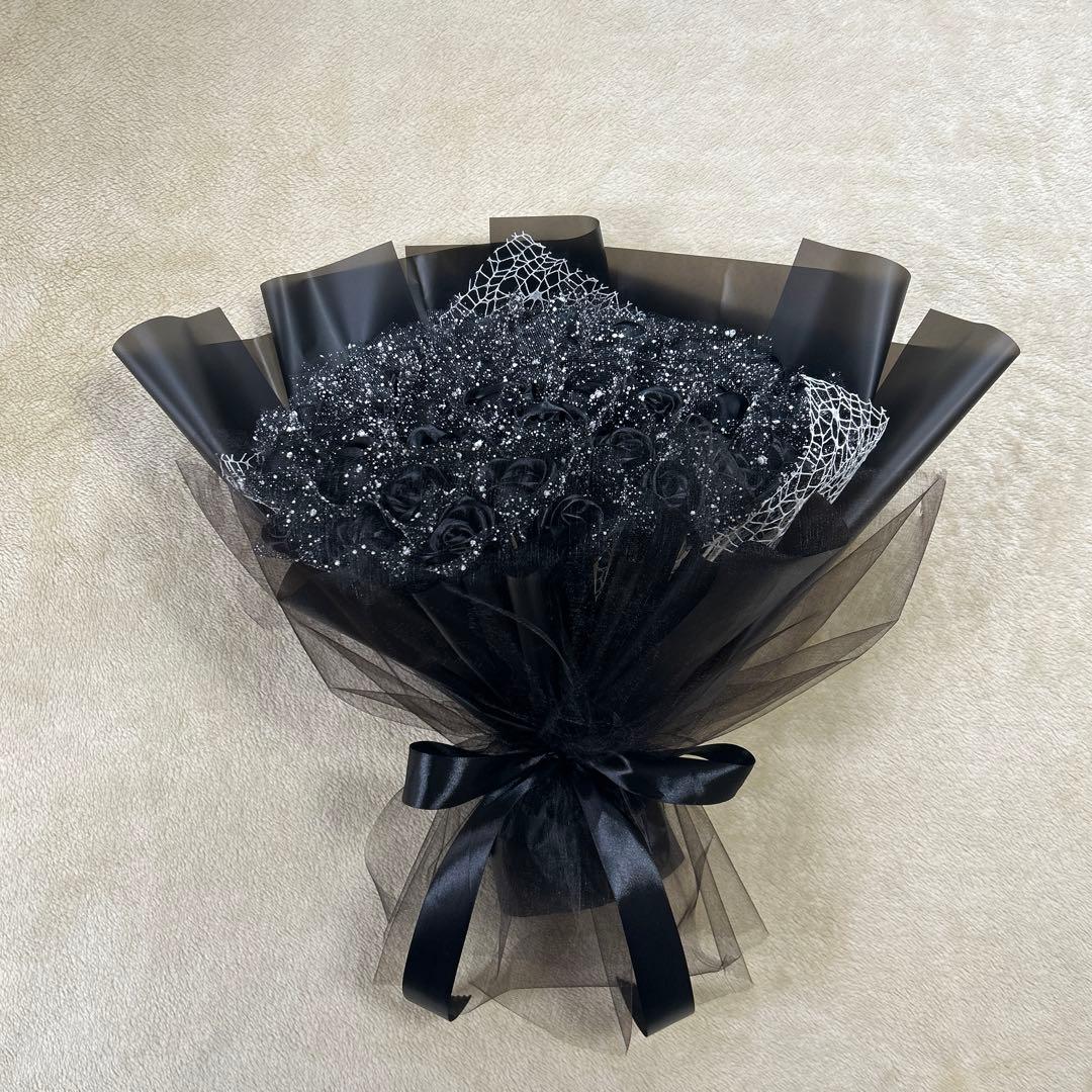 50本黒バラブーケ　プレゼント お祝い 枯れない花 永生薔薇　特別な人へ