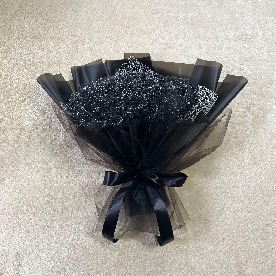 50本黒バラブーケ　プレゼント お祝い 枯れない花 永生薔薇　特別な人へ