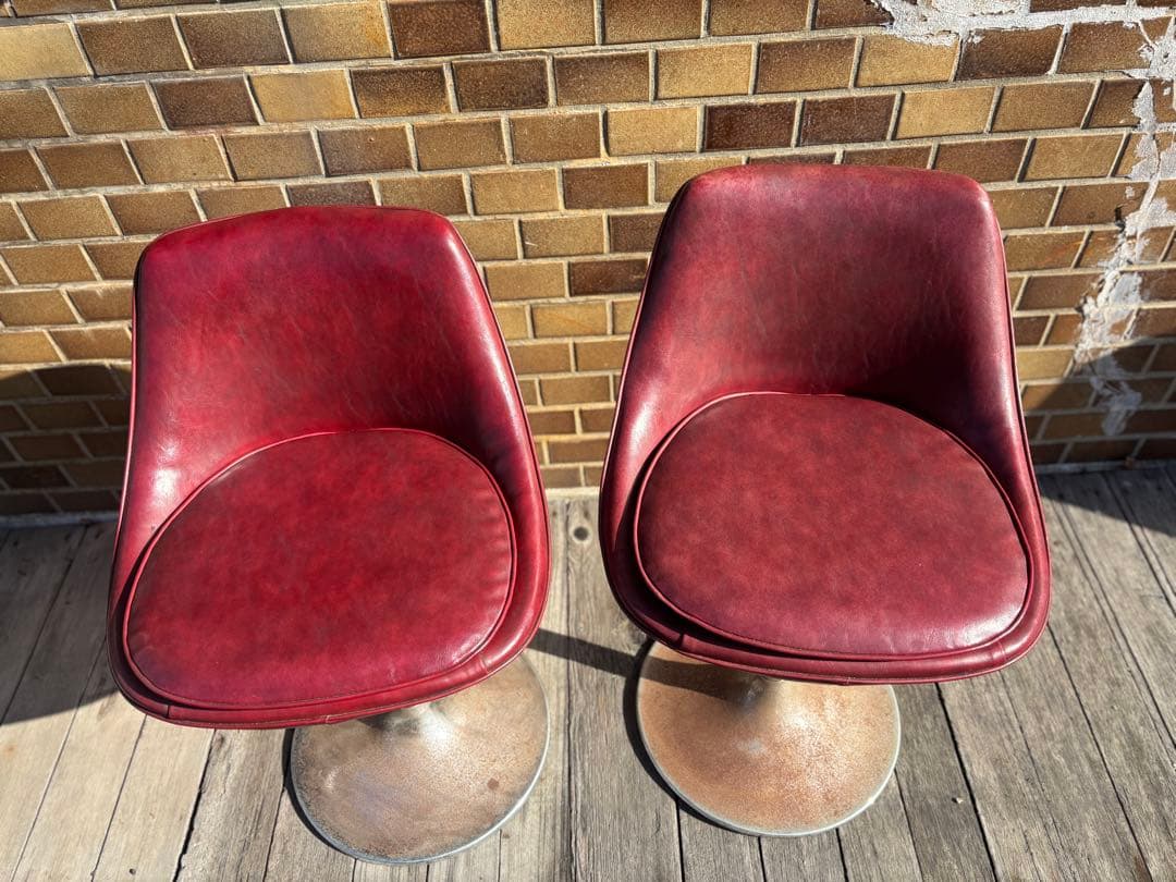 BARカウンターチェアバーガンディ 回転スツール 椅子2脚セット