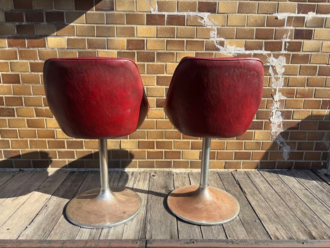 BARカウンターチェアバーガンディ 回転スツール 椅子2脚セット