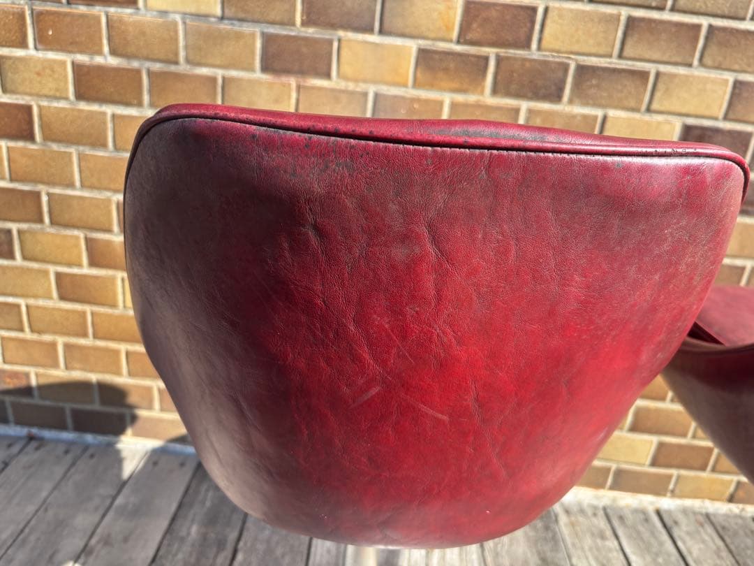 BARカウンターチェアバーガンディ 回転スツール 椅子2脚セット