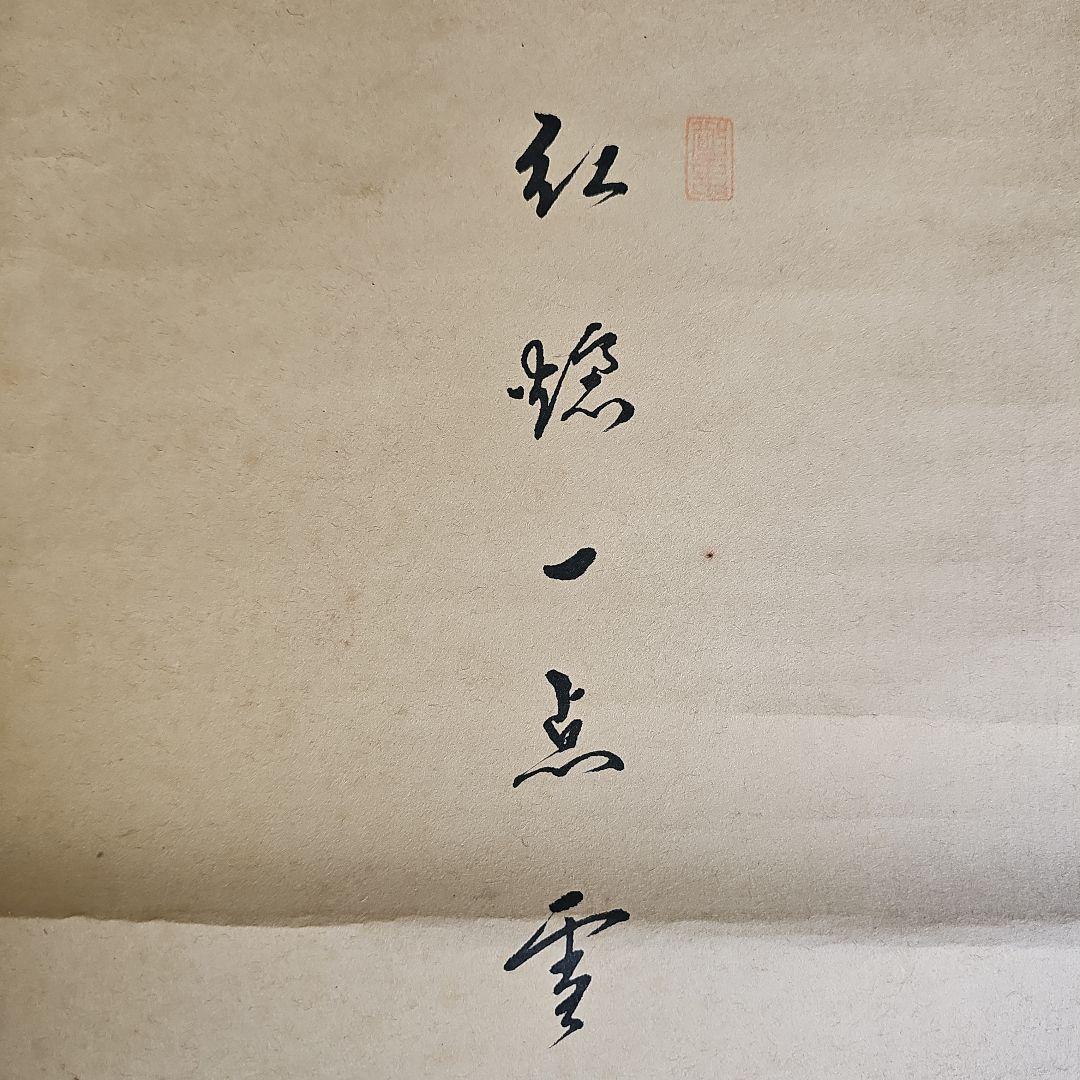 初期昭和レトロ/1950年代物/当時物】掛け軸 掛軸タイプ 紅椿一点雪 花柄