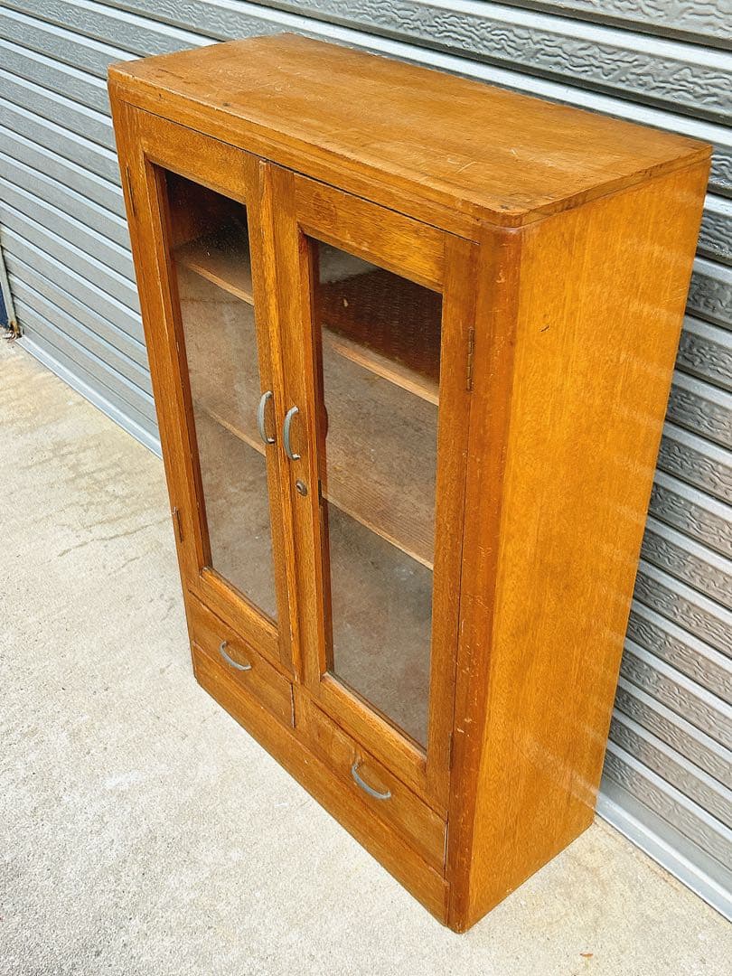 稀少/古道具/レトロ/木製/ガラス棚/棚/キャビネット/小引き出し/店舗什器