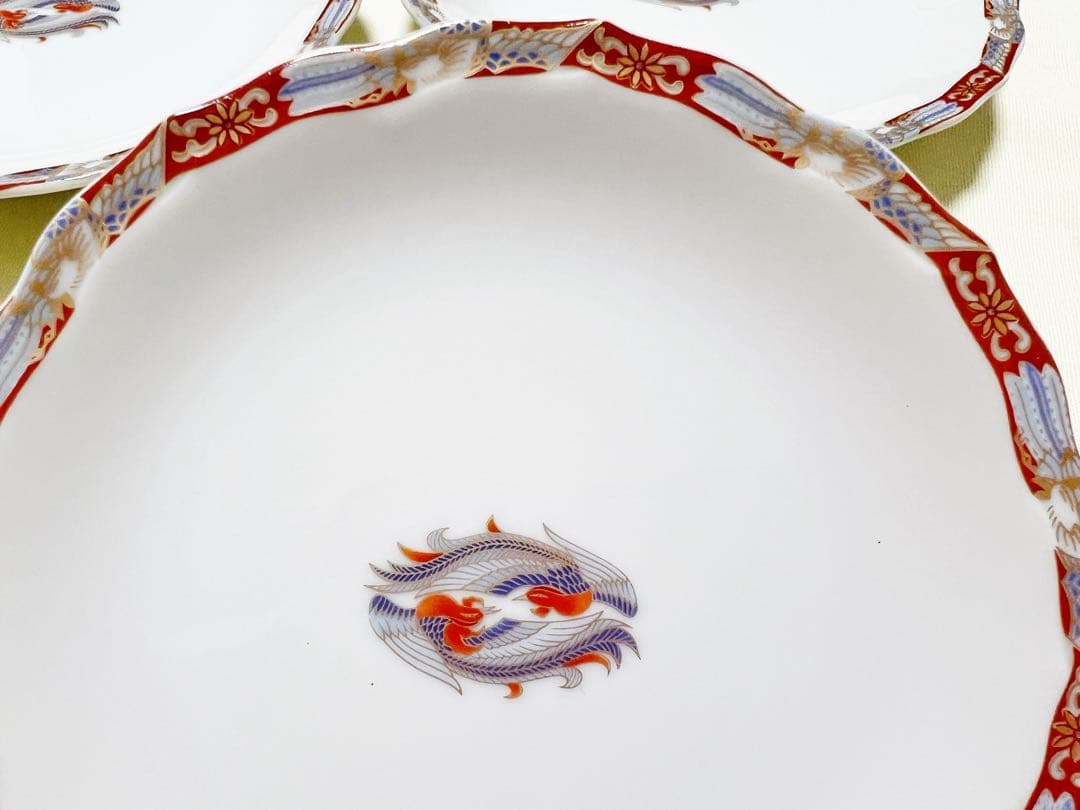 美術有田焼　香蘭社　染錦　鳳凰文　小皿5枚　W428 FR3　希少品
