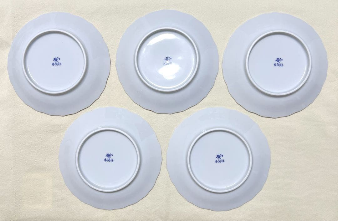 美術有田焼　香蘭社　染錦　鳳凰文　小皿5枚　W428 FR3　希少品