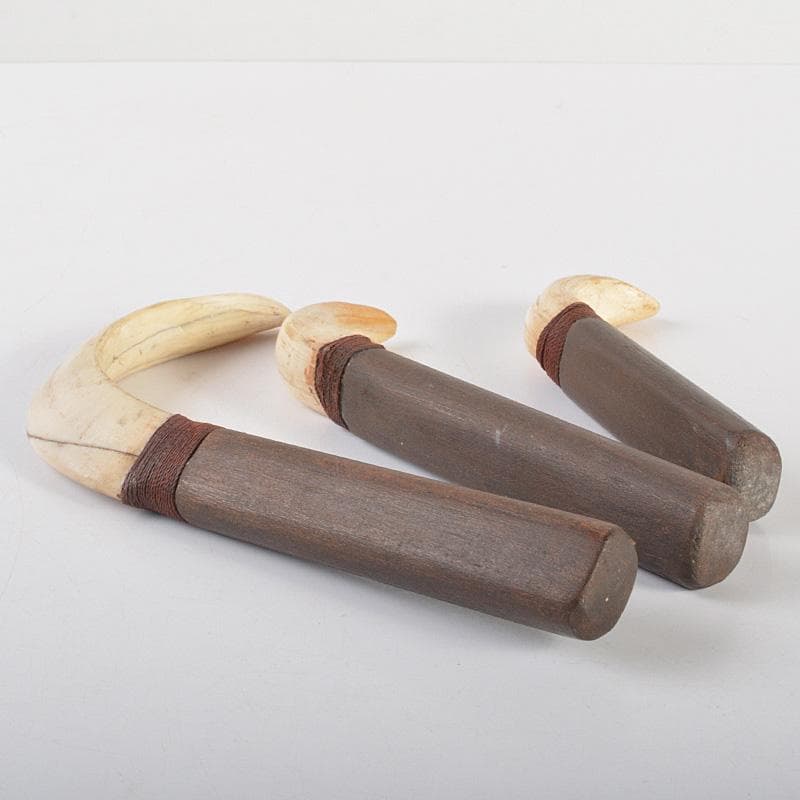 古民芸　イノシシ　猪牙　ちょき　根付　三点　検石見根付　V　6606