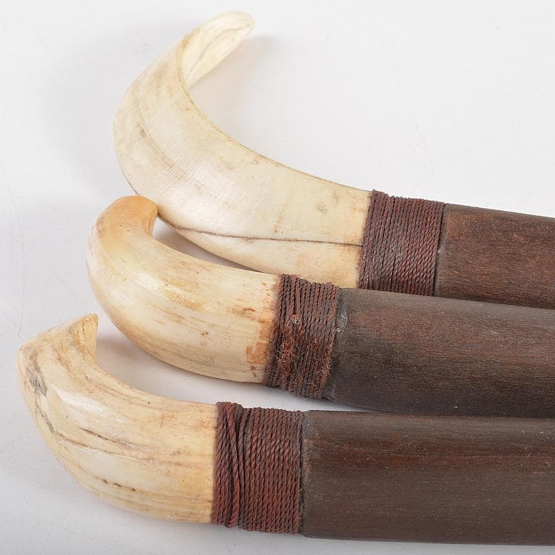 古民芸　イノシシ　猪牙　ちょき　根付　三点　検石見根付　V　6606