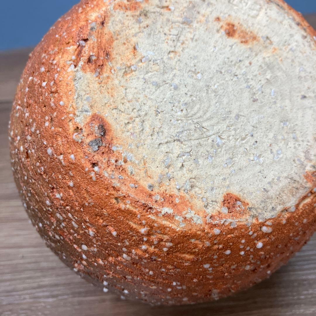 C-壁 信楽焼 作家物 焼き締め 蹲（うずくまる）壺 花器 登り窯 焼成 自然釉