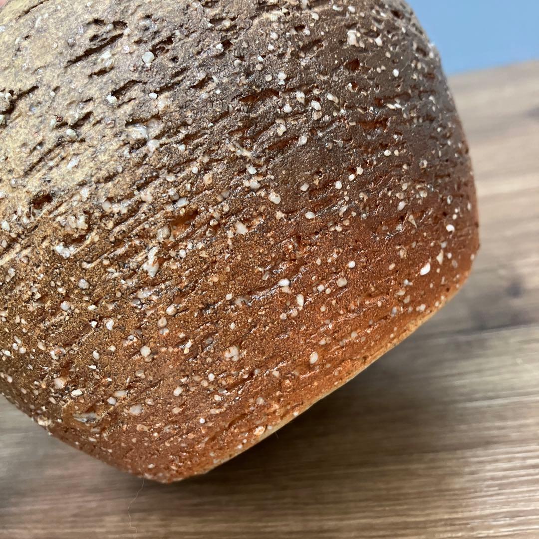 C-壁 信楽焼 作家物 焼き締め 蹲（うずくまる）壺 花器 登り窯 焼成 自然釉