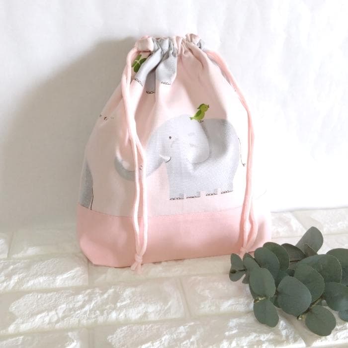 《送料無料》通園・通学3点セット・ほのぼのぞうさん・ピンク　＃n1398