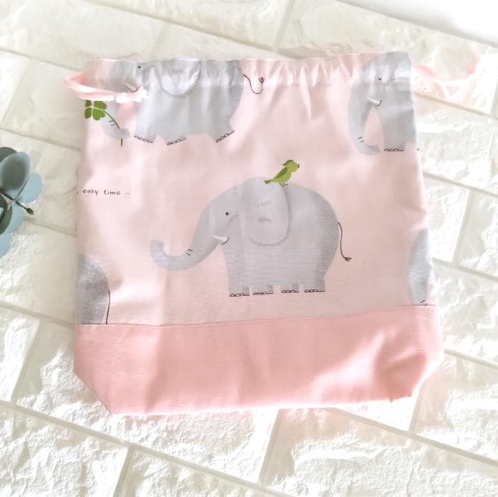 《送料無料》通園・通学3点セット・ほのぼのぞうさん・ピンク　＃n1398