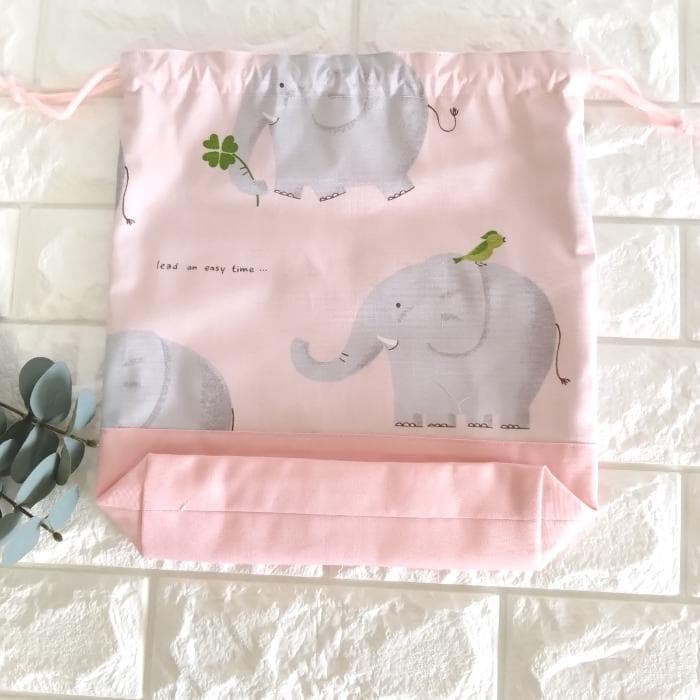 《送料無料》通園・通学3点セット・ほのぼのぞうさん・ピンク　＃n1398