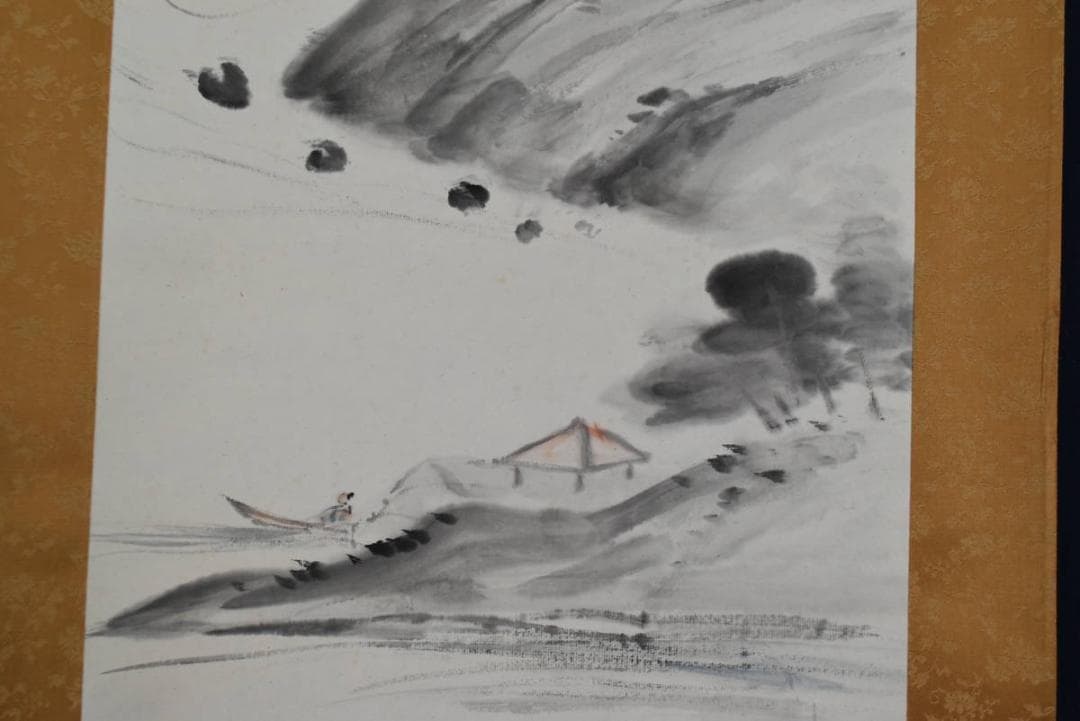 【真作】天籟 /青谷茂/山水画賛/掛軸/名家伝来/AA-782