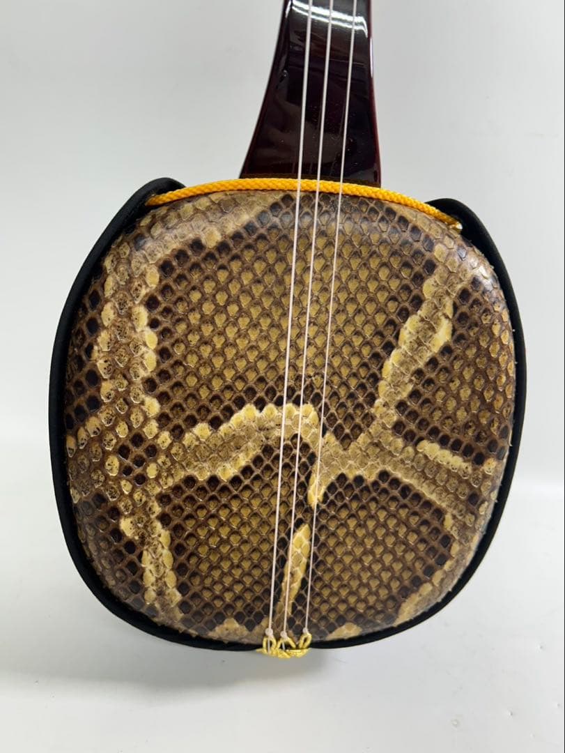 ② 沖縄三線 本蛇革 ケース付き 初心者 入門 蛇皮 本革