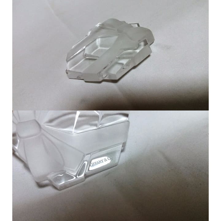 正規新古 ティファニー プレゼントBOX×リボン クリスタルペーパーウェイト
