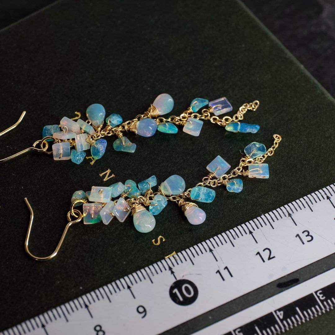 14kgfカラーオパールロングピアス/イヤリング