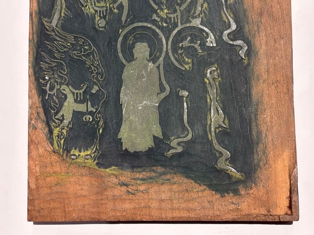 「版彩色用 十三仏 版木」3枚|仏教美術 仏像 仏画 和本 江戸時代 明治時代