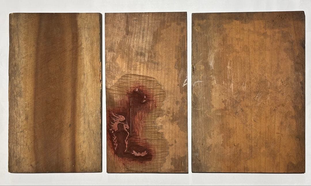 「版彩色用 十三仏 版木」3枚|仏教美術 仏像 仏画 和本 江戸時代 明治時代