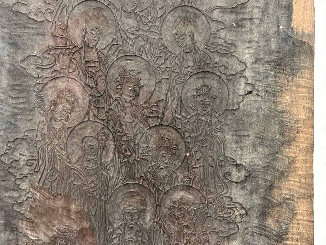 「版彩色用 十三仏 版木」3枚|仏教美術 仏像 仏画 和本 江戸時代 明治時代