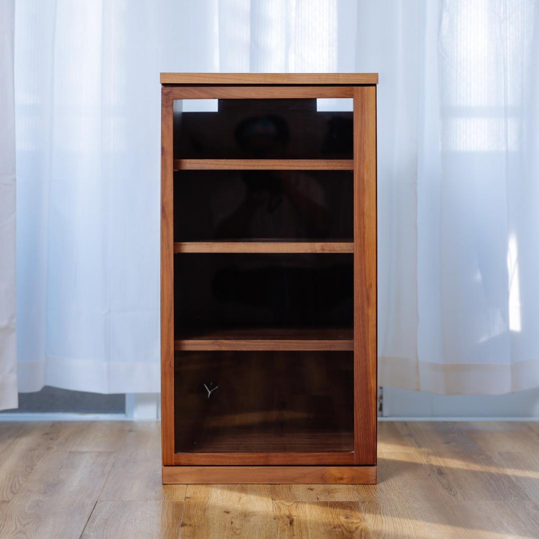 無印良品木製キャビネットガラス扉スリムウォールナット材突板2/2磯野タマさま専用