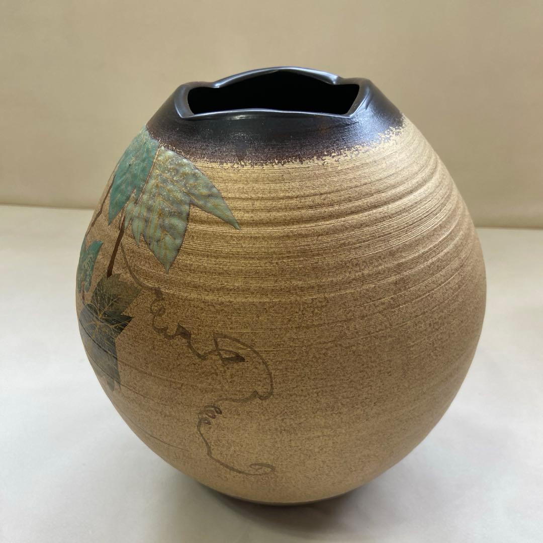 九谷焼　「かわせみ」花瓶　花壺　花器　　共箱付き