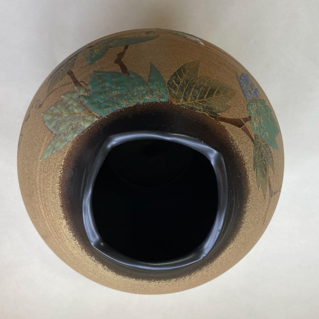 九谷焼　「かわせみ」花瓶　花壺　花器　　共箱付き