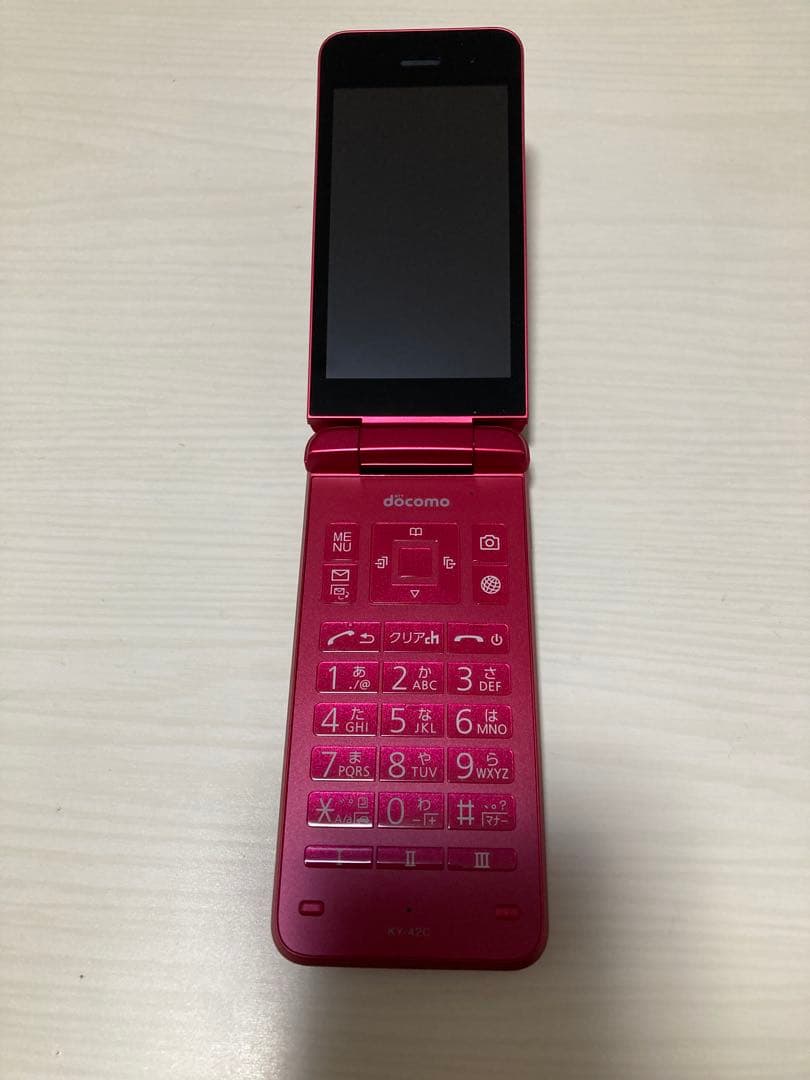 【美品】京セラDIGNO KY-42C レッド 折りたたみ携帯電話 SIMフリー