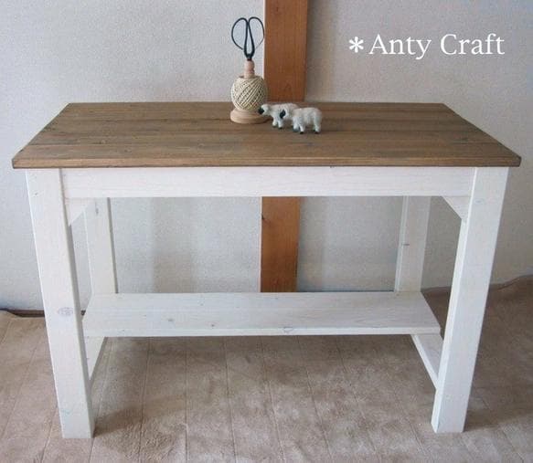 【引取可能】作業台（1/2棚付き） キッチン台 PC台 ミシン台 幅90cm