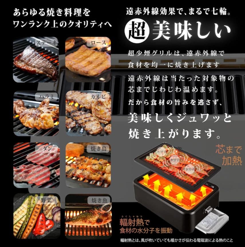 ぱち GLAMP 超少煙グリル 遠赤外線効果 まるで七輪 焼肉 卓上グリル