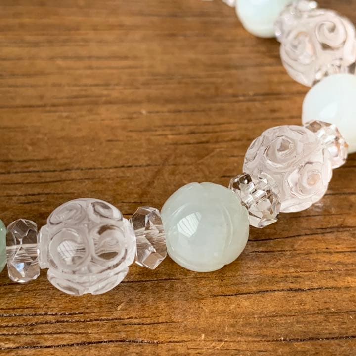 翡翠蓮花＆水晶マニ車＆アメジストマニ車ブレスレット