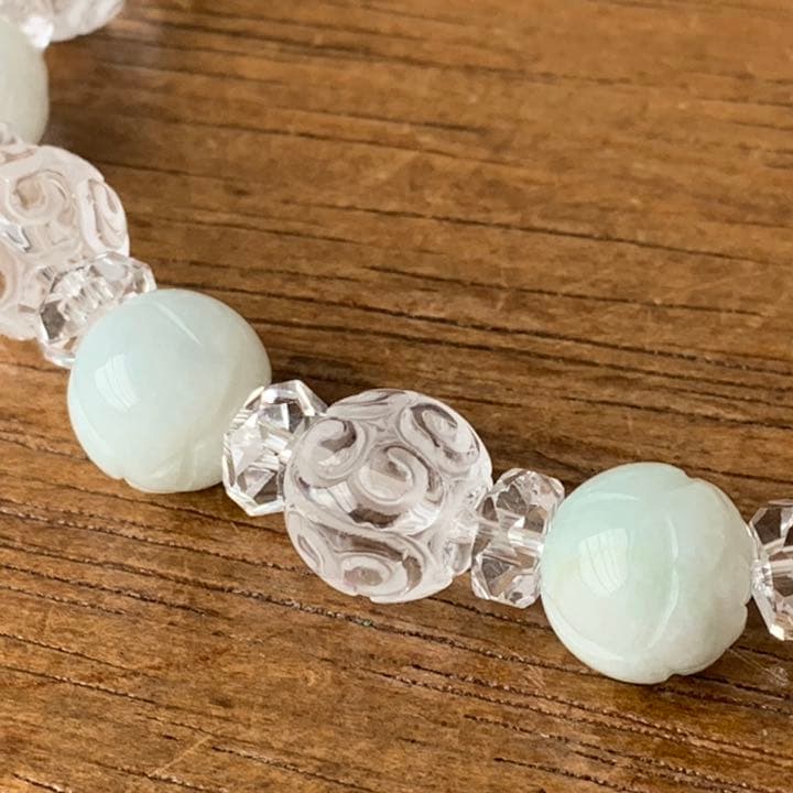 翡翠蓮花＆水晶マニ車＆アメジストマニ車ブレスレット