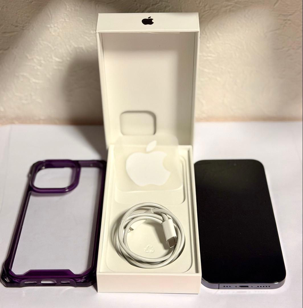 iPhone 14 Pro パープル 箱、ピン、アダプタ、ケーブル、イヤフォン付