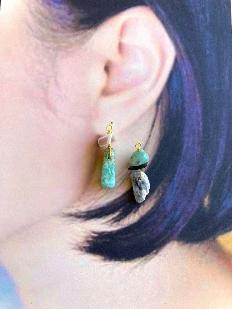 no.0514 青空アマゾナイトとグレイマーブル　一点物