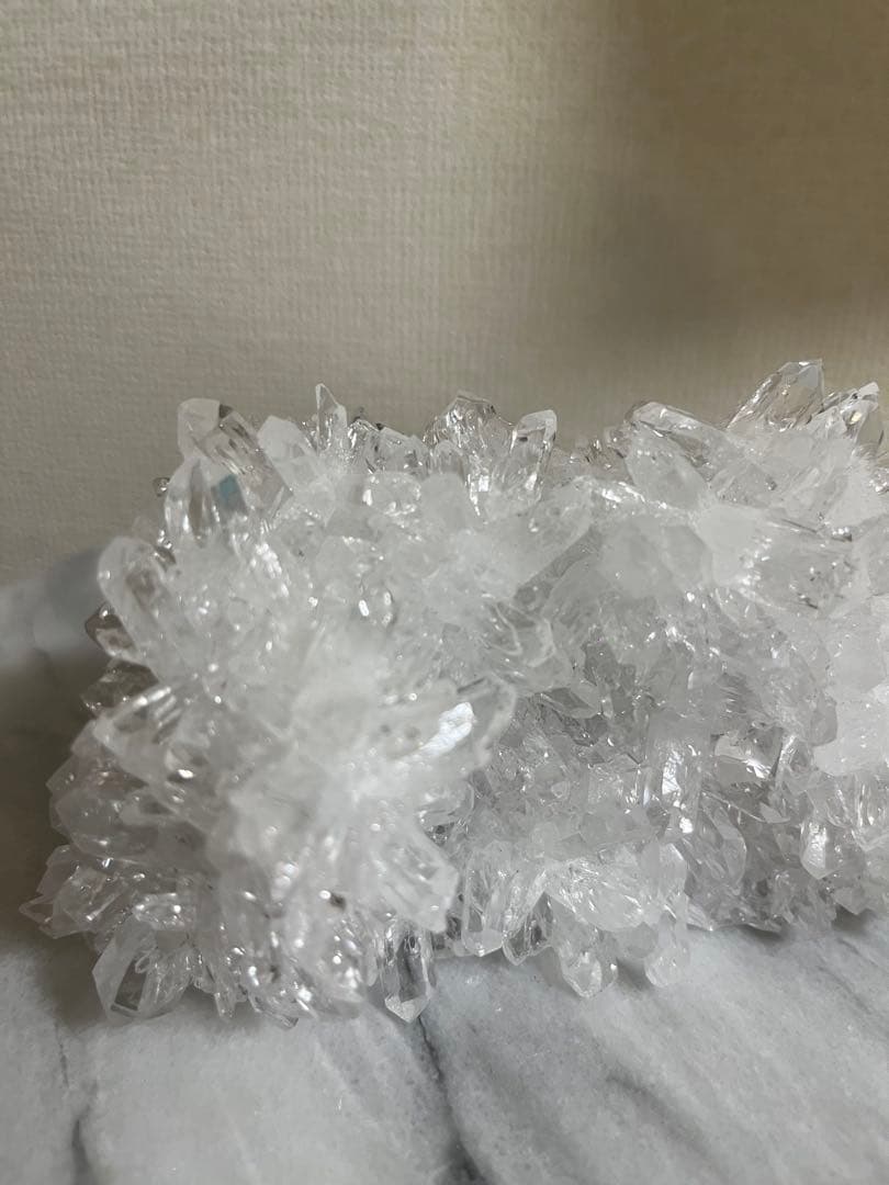 【天然石】菊花水晶　水晶クラスター　原石　貴州省産　両面タイプ　浄化　台座つき