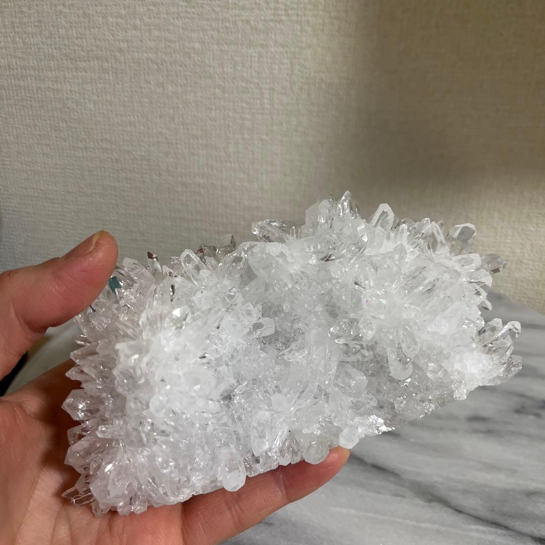 【天然石】菊花水晶　水晶クラスター　原石　貴州省産　両面タイプ　浄化　台座つき