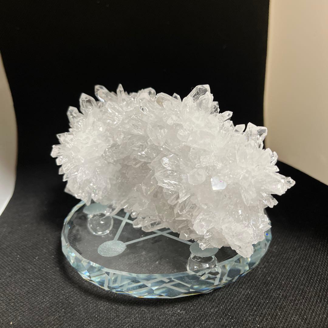 【天然石】菊花水晶　水晶クラスター　原石　貴州省産　両面タイプ　浄化　台座つき