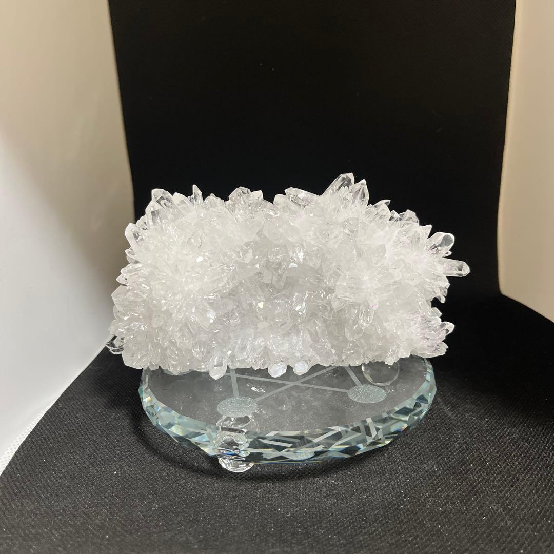 【天然石】菊花水晶　水晶クラスター　原石　貴州省産　両面タイプ　浄化　台座つき