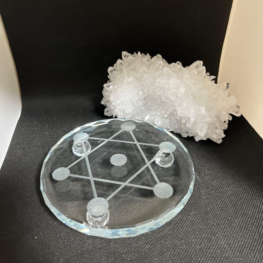 【天然石】菊花水晶　水晶クラスター　原石　貴州省産　両面タイプ　浄化　台座つき