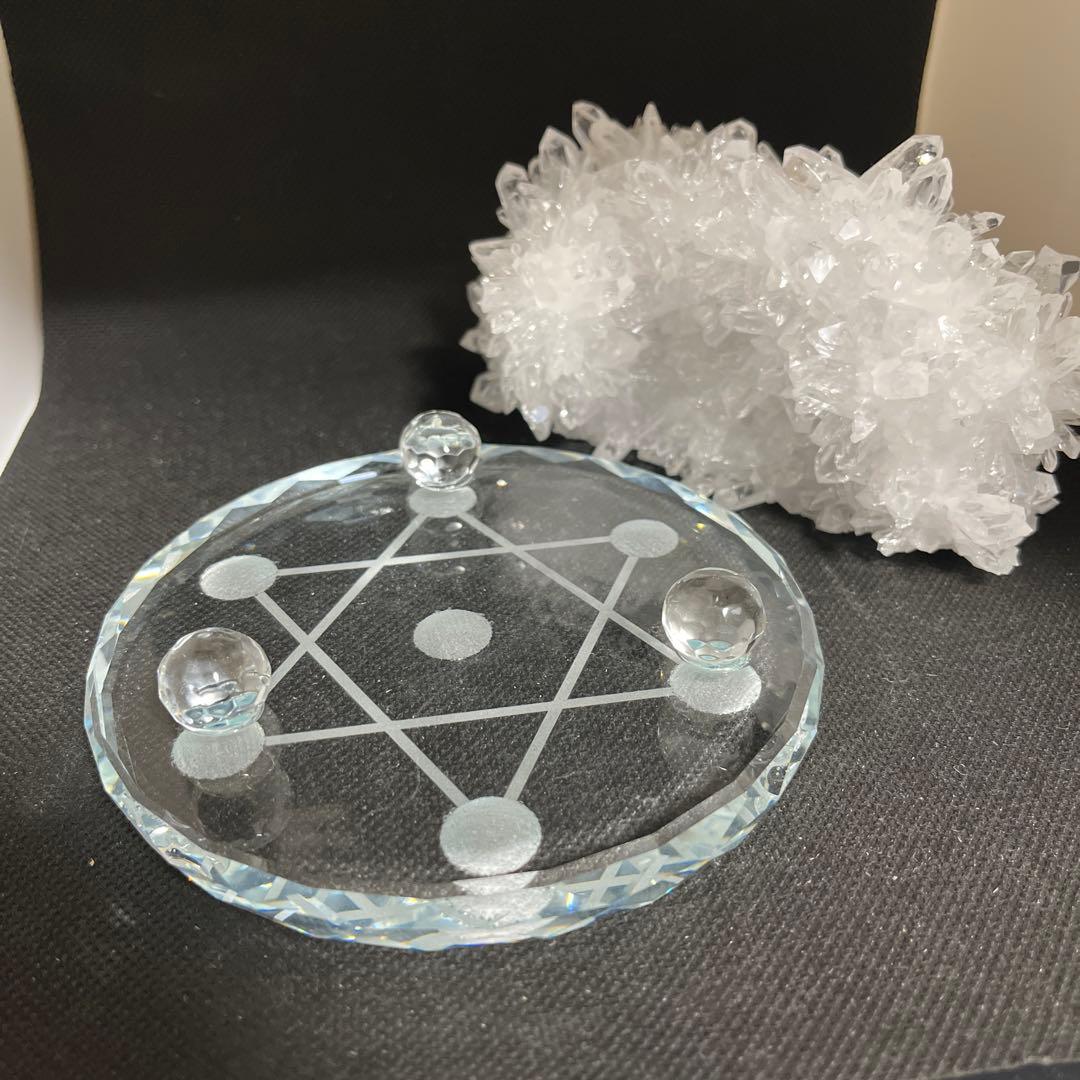 【天然石】菊花水晶　水晶クラスター　原石　貴州省産　両面タイプ　浄化　台座つき