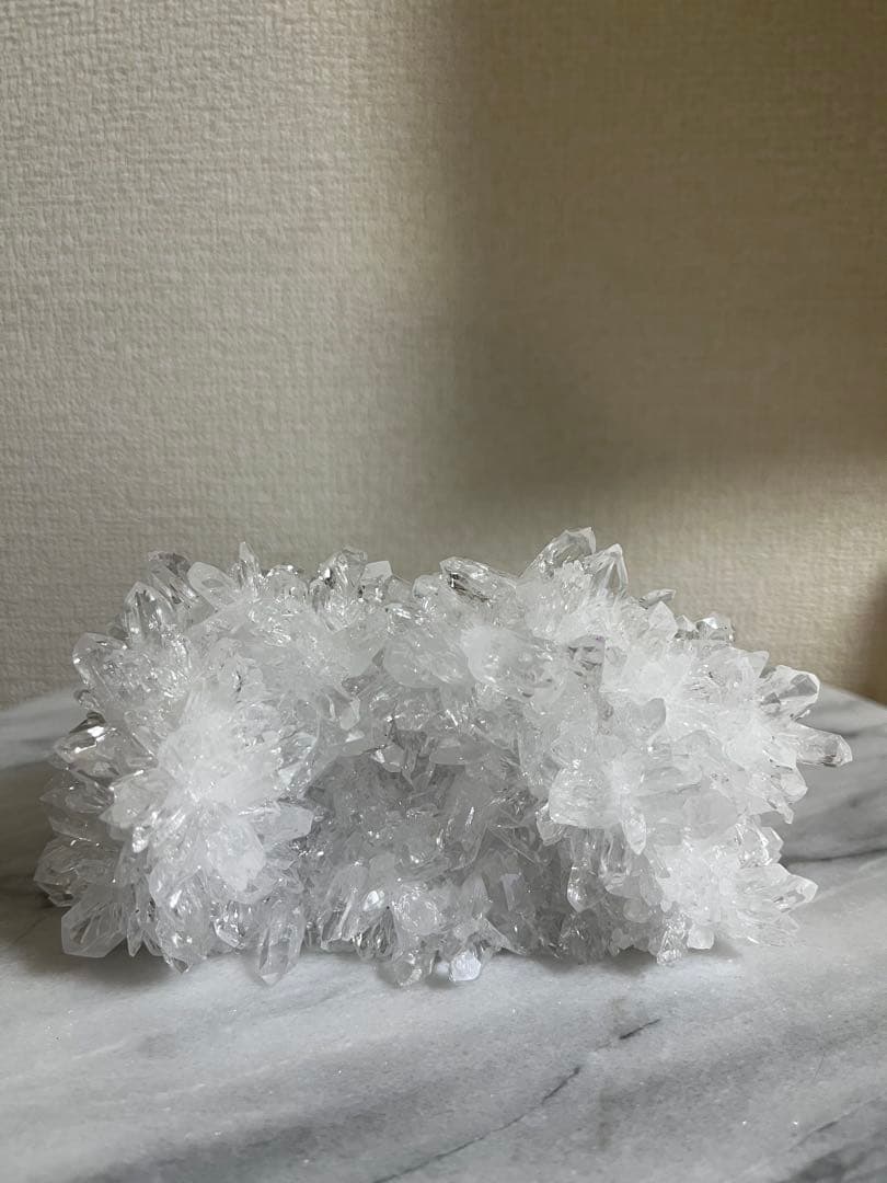 【天然石】菊花水晶　水晶クラスター　原石　貴州省産　両面タイプ　浄化　台座つき