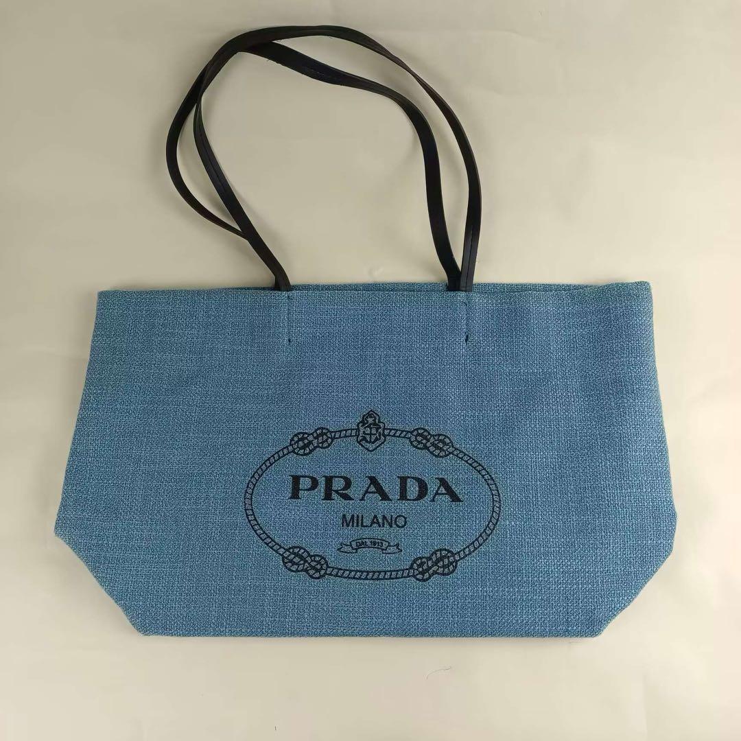 PRADA トートバッグ ブルー ノベルティ 大容量 ランチバッグ bl3