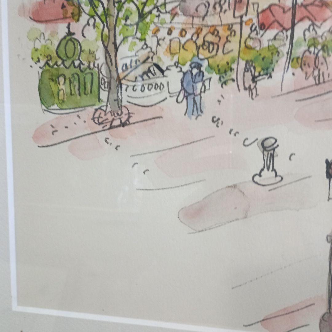 7776)水彩画　藤森悠二（ふじもりゆうじ）の「シャンゼリゼ通り」